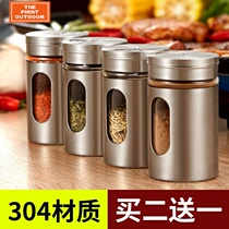Outdoor with stainless steel seasoning jar glass Barbecue Sprinkle bottle seasoning box Sprinkle Bottle Sprinkle Salt Jar Pepper Bottle Home