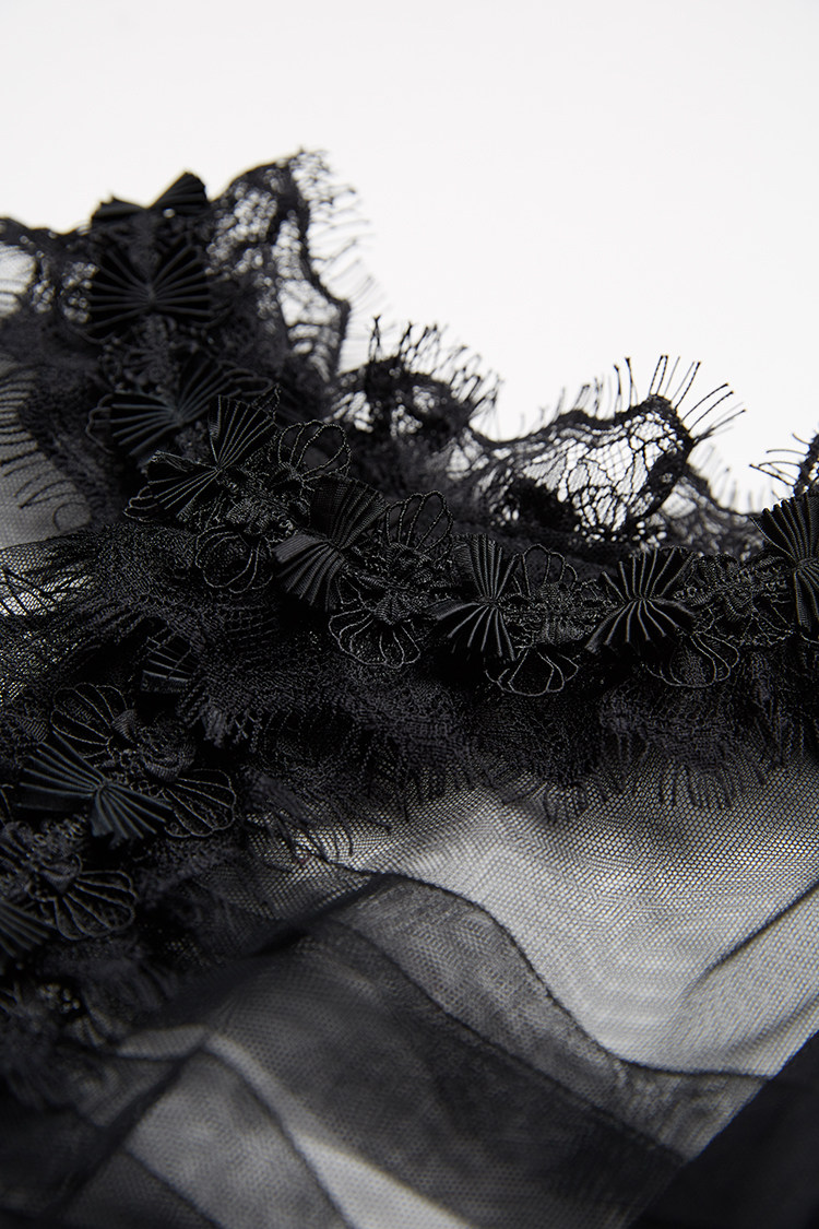 【19春夏】adoritz/阿朵丽兹 黑色网纱灯笼袖女士连衣裙 不支持退换