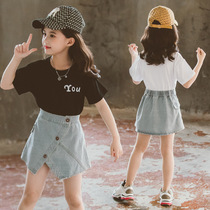 Summer girls dress dress childrens denim skirt irregular fashion style 6 to 10 years old summer dress little girl cotton T