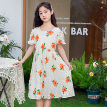Summer girl dress broken flower child long skirt girl Yang Princess 12 year old grand child beach dress
