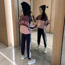 Girls autumn clothes 7-8 sets 9 Primary School students loose two-piece set 10 middle and big children foreign clothes spring and autumn childrens clothing 12 years old