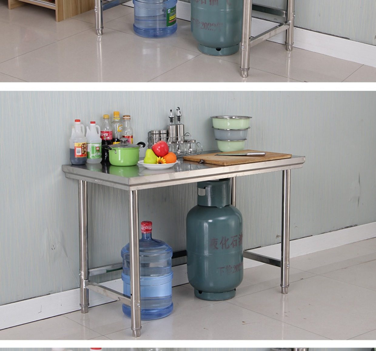 奶茶店烘焙桌裁剪桌不锈钢工作台操作台试验台平台拉面桌切菜层架