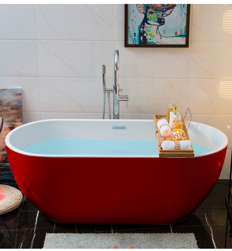 埃飞灵独立式浴缸家用成人 超薄欧式大浴缸浴盆浴池亚克力1.3-1.