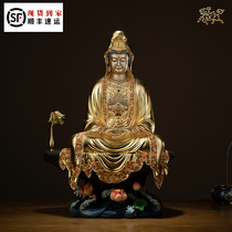 Copper master all copper ornaments Guanyin Guanyin (gold large) copper crafts creative exquisite Buddha statue