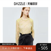 Dazzle Vegetarian Logo Series Vintage Flower Round Neck Lace Shirt Women 2C1D5187V