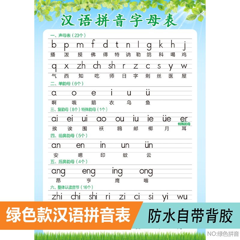 一年级小学生汉语拼音字母表声母韵母整体认读音节幼小衔接墙贴画