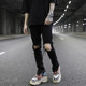 FOG classic ripped zipper jeans kanye high street fashion men's all-match black slim-fit jeans FOG classic ripped zipper jeans kanye high street fashion men's all-match black slim-fit jeans