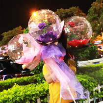 Net red wave ball bouquet glowing fire rose balloon diy material stalls supply gift Christmas New Years Day