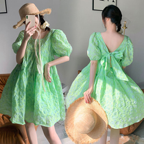 Net red pregnant women summer dress fashion model 2021 summer New does not show belly fairy High sense dress