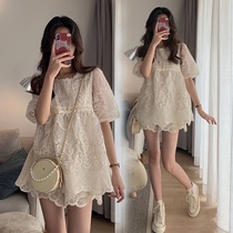 Pregnant womens summer suits out fashion tops summer Net red high-end baby shirts pregnant womens dresses summer