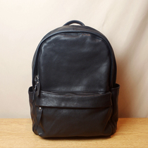 Tree plaster leather simple backpack mens leather backpack top layer cowhide large capacity soft leather mens leather backpack