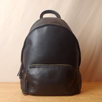 Simple shell-shaped womens backpack leather first layer cowhide European and American fashion stereotype backpack leather schoolbag