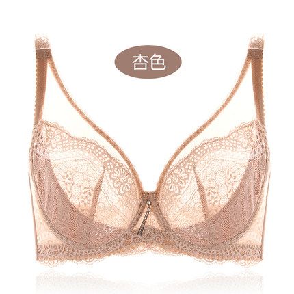 仙子宜岱蕾丝文胸薄款大胸显小轻薄透气聚拢透明大码大罩杯内衣女-tmall.com天猫
