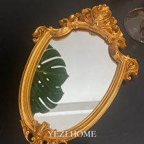 French retro embossed golden court style mirror Hong Kong style beauty decoration photo decoration nostalgic props