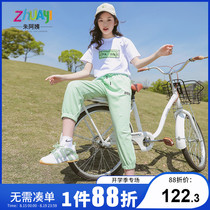 2021 summer Western style fashionable pure cotton girls suit short-sleeved T-shirt pants two-piece set large childrens Korean version of the tide