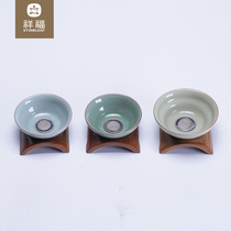 Xiangfu Ge Songge Kiln Longquan Celadon ceramics Ice crack tea filter Tea drain tray group Gongfu Tea set Tea Ceremony accessories