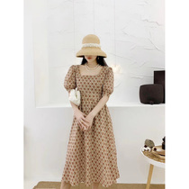 DS new womens long floral dress womens waist thin temperament French retro summer skirt