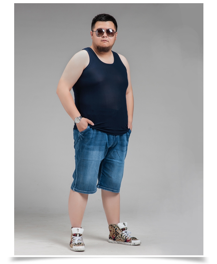 夏薄款加肥加大码背心男胖子上衣健身弹力马甲无袖上衣透气莫代尔