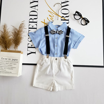 Boy gown Summer baby suit Flower Boy suit Summer male baby Summer summer dress back with pants children
