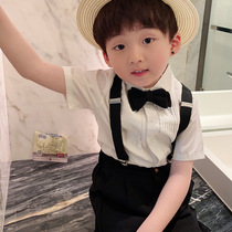 Child White Shirt Boy Short Sleeve Summer Performance Shirt Summer Performance Boy Casual White Summer Half Sleeve Male Baby