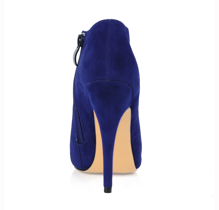 prada1ba878 短筒靴女2020冬季新品性感紅底圓頭女靴藍色絨面大碼細高跟鞋Ba-1 prada