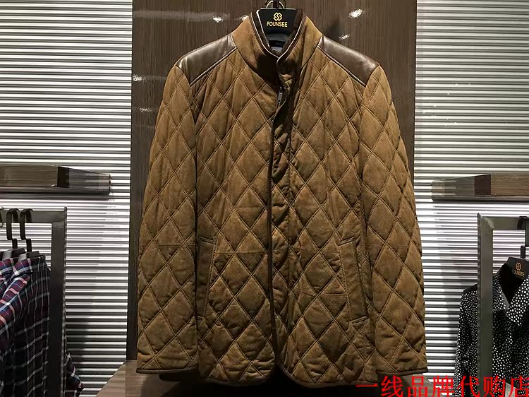品牌founsee男士秋冬款真皮羊皮可拆卸水貂毛领皮棉服棉衣特_7折现价