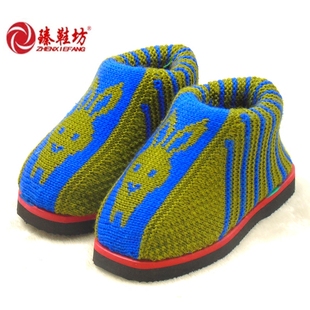 儿童保暖鞋纯手工毛线编织勾拖鞋居家日用棉鞋冬钩织拖鞋包跟拖鞋