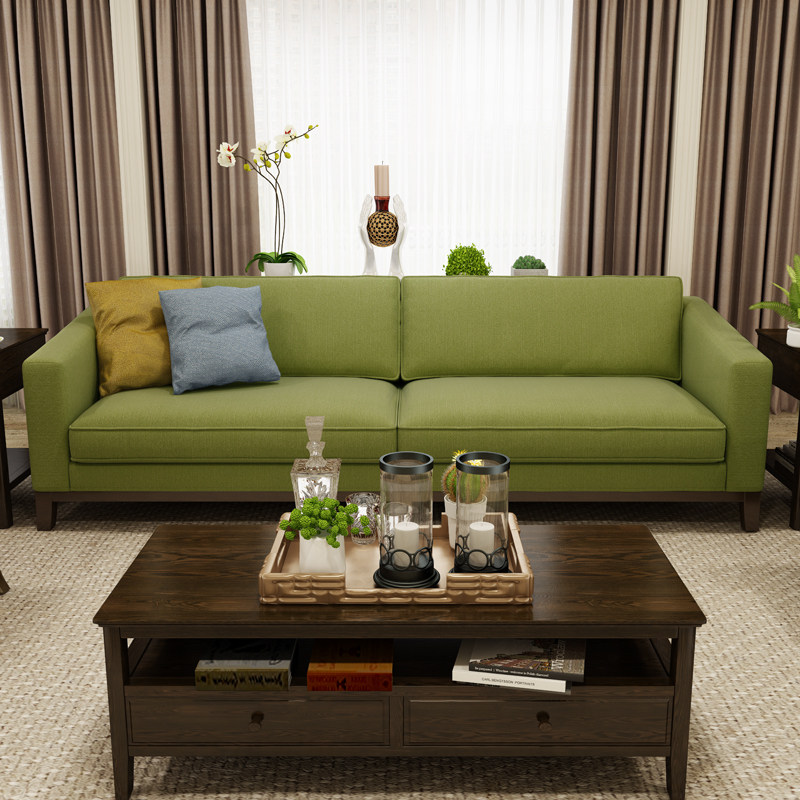   翡翠绿布艺沙发
