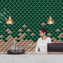 Bronze fan-shaped fish scales brick metal color toilet tile light luxury restaurant Cafe Bar dragon scale background