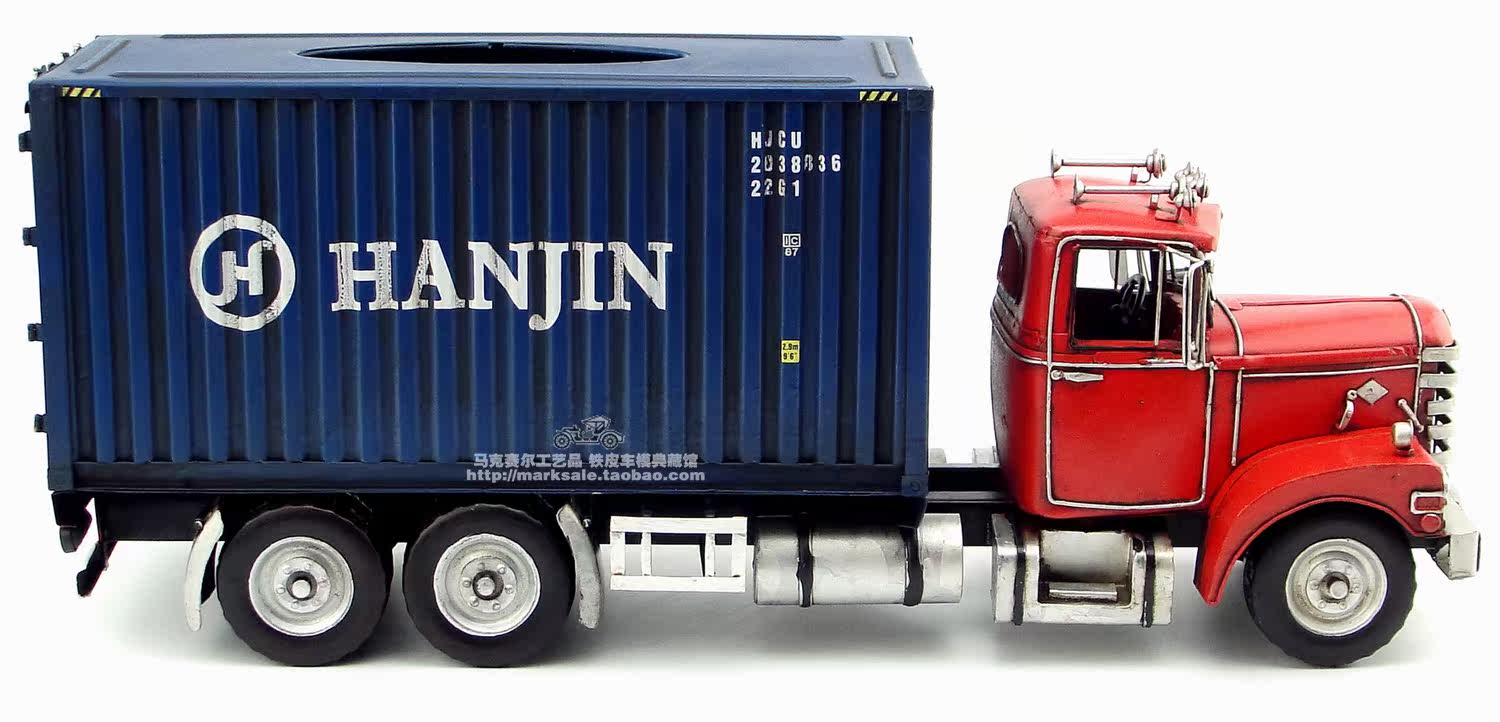 复古铁艺家居装饰摆设变形金刚集装箱车纸抽餐巾纸盒货柜重型卡车