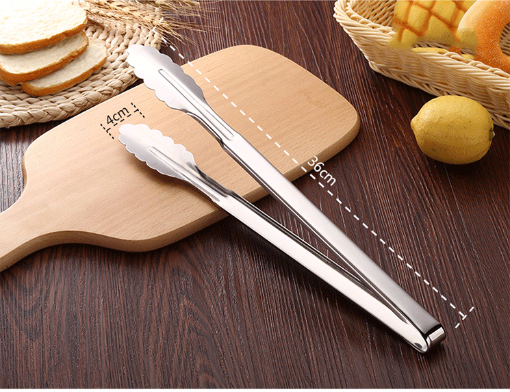 优质好货加厚多功能不锈钢食品夹烧烤夹 面包食物夹子厨房小工具