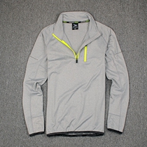 Mens autumn New thick running long sleeve sports T-shirt stand collar half zipper reflective elastic perspiration quick-drying top