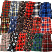 Autumn and winter pajamas home pants mens trousers warm velvet casual thick straight plaid loose plus size pajama pants