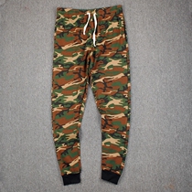 Autumn new men plus velvet thickened warm casual slim breathable camouflage small feet closed sweatpants plus size