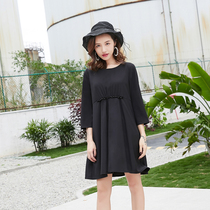 Fat Lady size womens fat autumn new dress black 2021 fat mm womens dress hidden meat small black dress