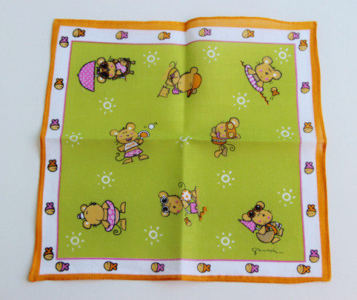 手帕 韩国 俏皮活泼 全棉可爱的小熊儿童卡通纯棉手帕手绢