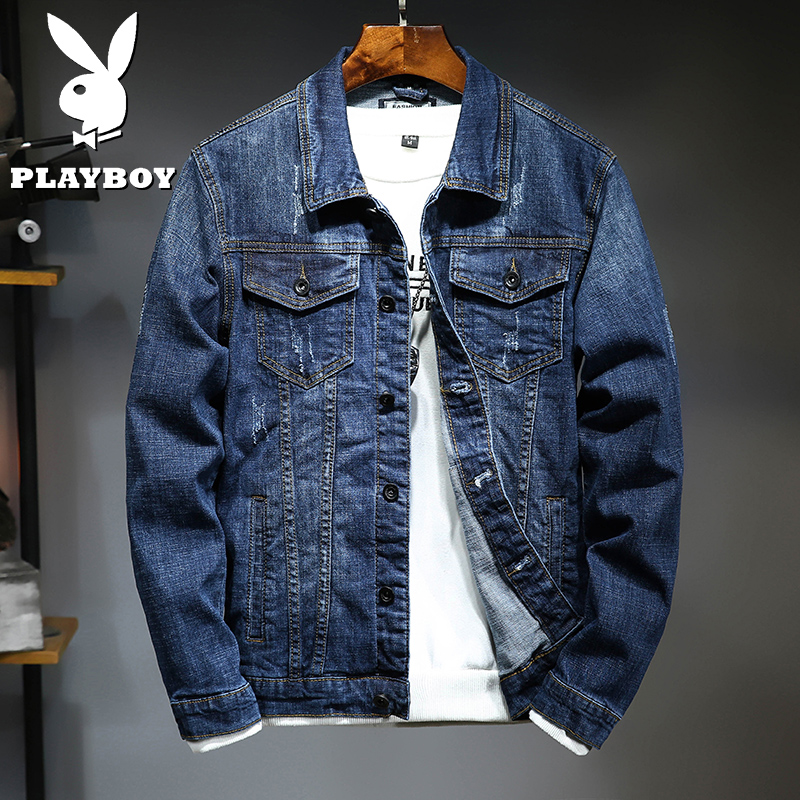 Flower Playboy Cowboy Jacket Man Spring Autumn Winter Style Loose Handsome Jeans Jacket for men casual jacket blouses