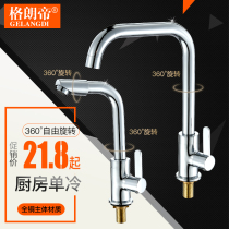 All copper single cold water faucet Stainless steel 304 single cold kitchen sink faucet rotatable vertical dish basin single water