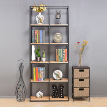 American wrought iron shelf solid wood floor shelf display rack office document storage rack partition screen