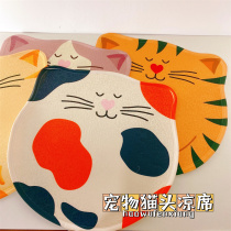 Day Family Cat Head Pet Mat Ice Silk Summer Cool Mat Kitty Dog Round Nest Cute Cage with waterproof cooling
