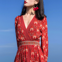 Yunnan Tibet Qinghai Lake tourism skirt Lijiang tourism clothes female ethnic style dress desert long skirt autumn