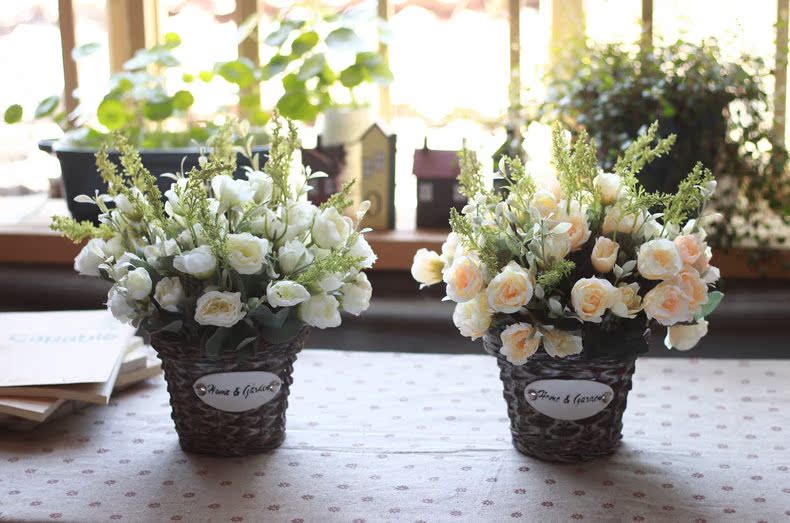 复古怀旧柳编小花篮 美式乡村田园风格 花盆花器 多肉绿植物花筐