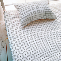 Minimalist plaid all-cotton linen single piece double pure cotton twill with single student Hostel 1 2m1 5 m 1 8 bed summer