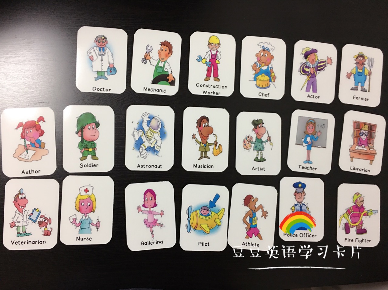 【豆豆】职业 英文单词卡片闪卡 早教英语启蒙国际学校教师教具