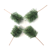 Simulation green planting pine needle head single branch small pine needle bar fire room inside and outside evergreen leaves engineering DIY decorative direct