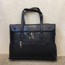 2021 new mens handbag genuine leather business briefcase large-capacity beauty head computer bag Han version briefcase