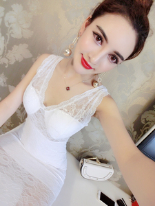 Sexy Lace Suspension Belt Low Chest Perspective Fashion Lace Dress