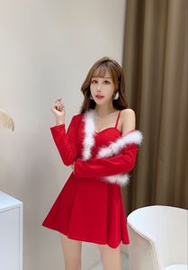9693 new sexy style hairy coat + bra bottoming buttock dress suit