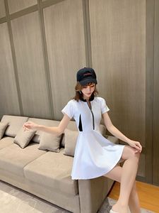 Casual and all-around Tight Sexy bag hip and waist color block round neck short sleeve T-shirt dress