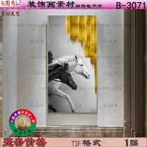 Nordic modern black and white abstract gold foil painting horse to successful decorative painting material gallery painting core porch horse abstract